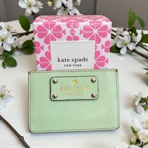 ♠️💚KATE SPADE♠️💚Mint Green & Tan Thin Cardholder/GUC